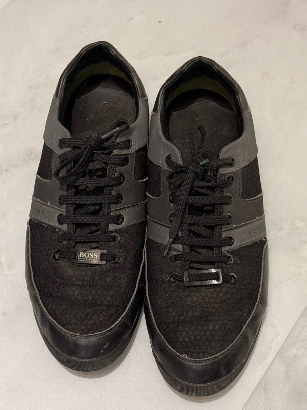 BOSS Men's Black and Gray Low-Top Sneakers